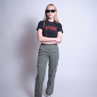Blood Sweat & Tears Crop Tee - Black