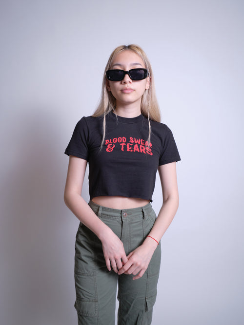 Blood Sweat & Tears Crop Tee - Black