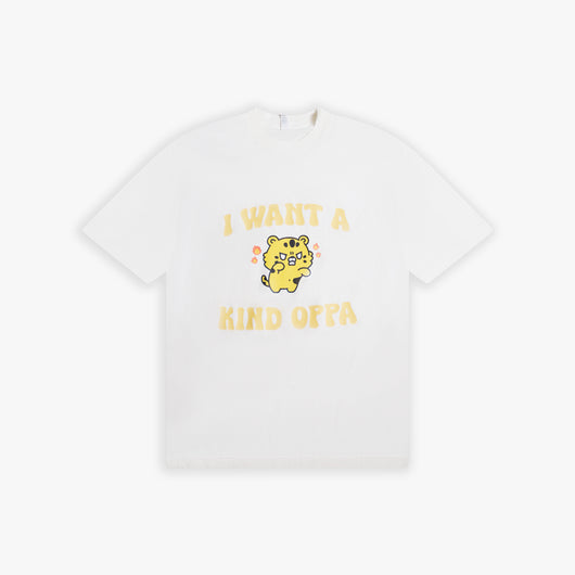 I Want A Kind Oppa OVERSIZED TEE - OFF WHITE