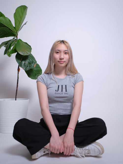 Initials Crop Tee - JH - Heather Grey