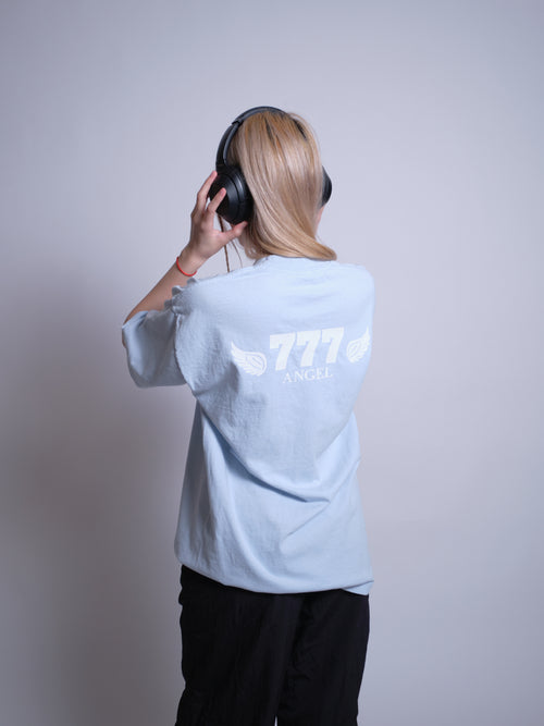 777 Angel OVERSIZED TEE - Light Blue