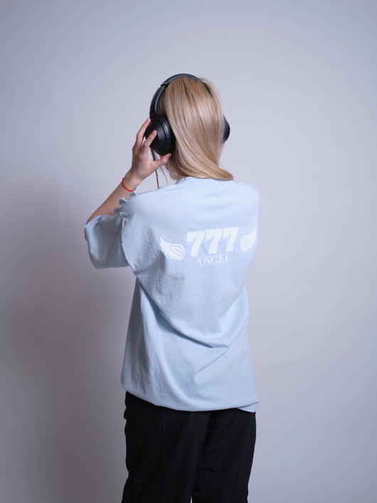 777 Angel OVERSIZED TEE - Light Blue