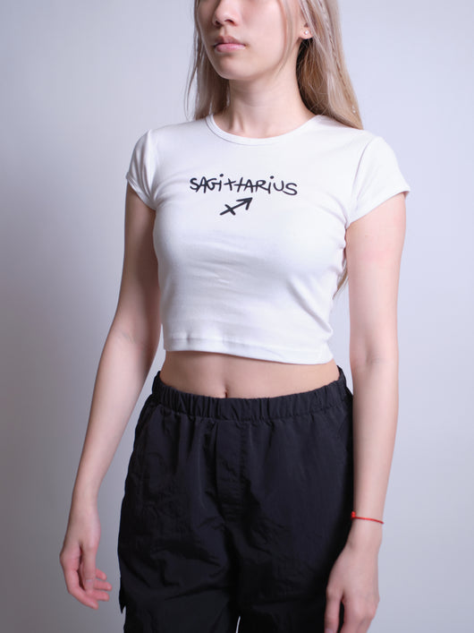 Sagittarius Baby Tee - White
