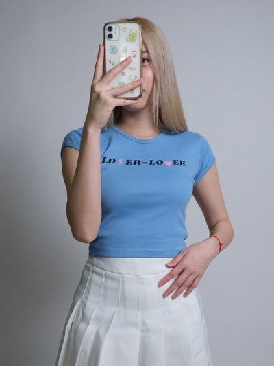 LOSER LOVER Baby Tee - Light Blue