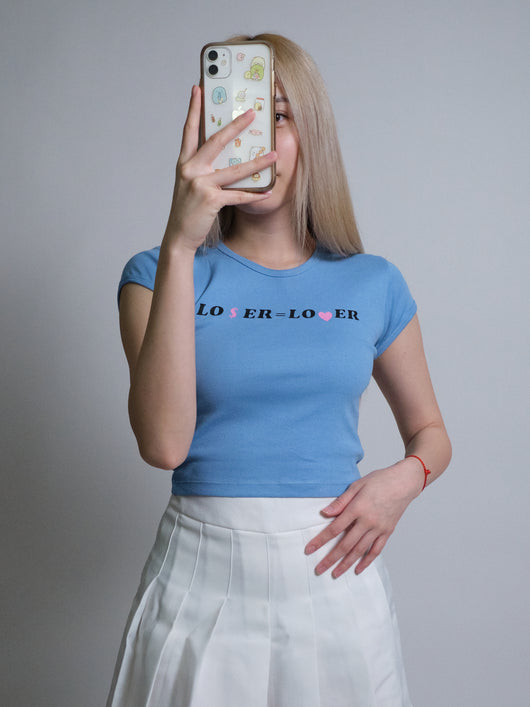 LOSER LOVER Baby Tee - Light Blue
