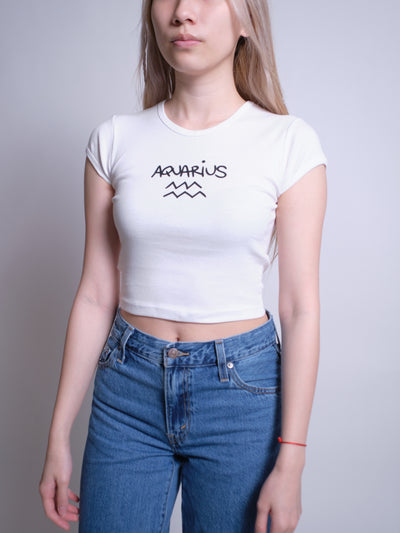 Aquarius Baby Tee - White