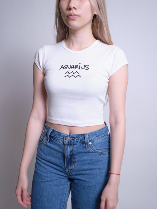Aquarius Baby Tee - White