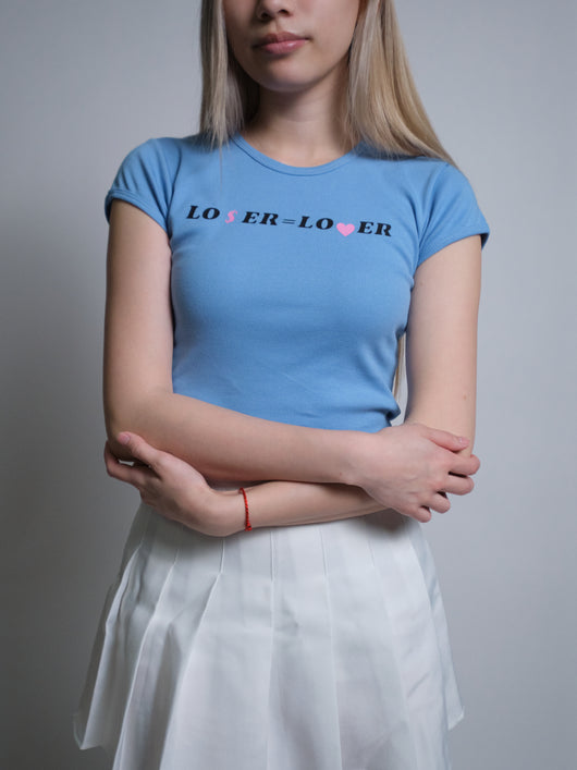 LOSER LOVER Baby Tee - Light Blue