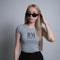 Initials Crop Tee - RM - Heather Grey