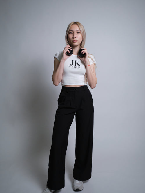 Initials Crop Tee - JK - White