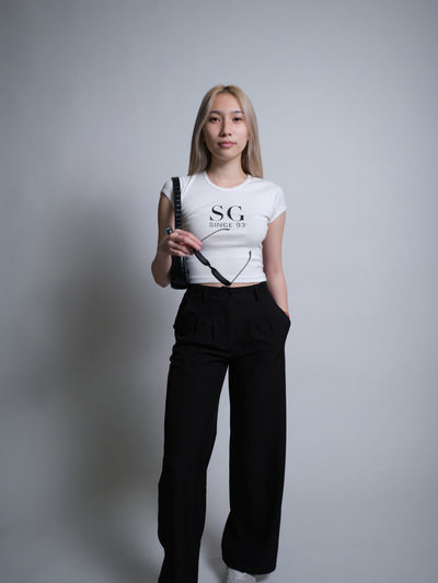 Initials Crop Tee - SG - White