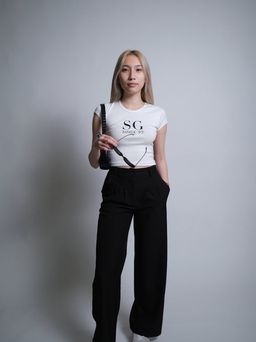 Initials Crop Tee - SG - White