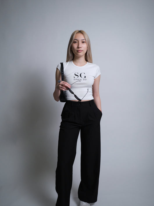 Initials Crop Tee - SG - White