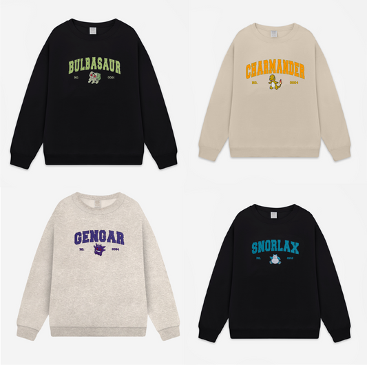 Custom Pocket Monsters College Embroidery Sweatshirt