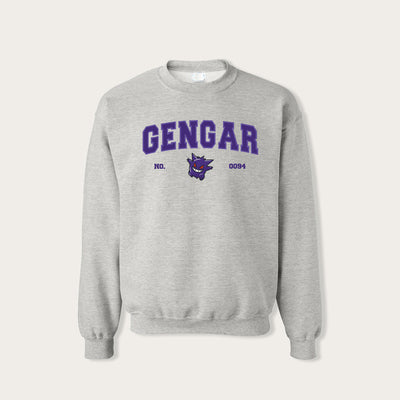 Gengar - PocketMons College Embroidery Crewneck Sweatshirt