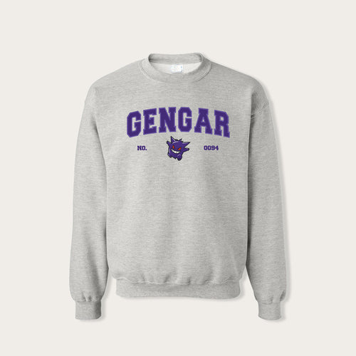 Gengar - PocketMons College Embroidery Crewneck Sweatshirt
