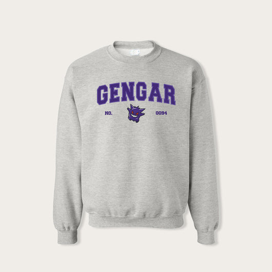 Gengar - PocketMons College Embroidery Crewneck Sweatshirt