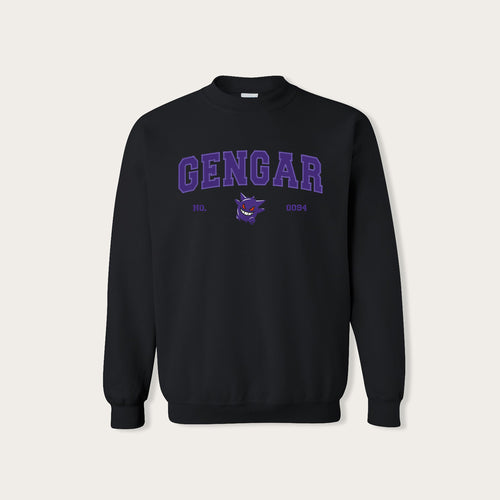 Gengar - PocketMons College Embroidery Crewneck Sweatshirt