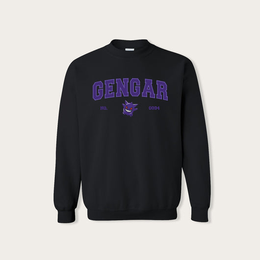 Gengar - PocketMons College Embroidery Crewneck Sweatshirt