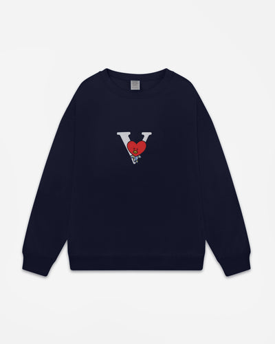 Heart CREWNECK SWEATSHIRT - Navy Blue