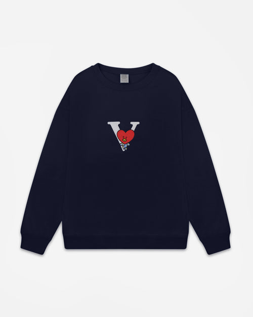 Heart CREWNECK SWEATSHIRT - Navy Blue