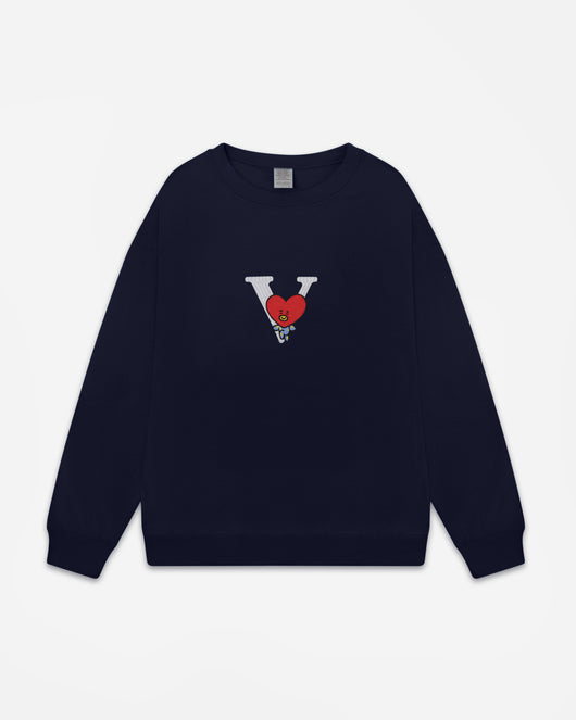 Heart CREWNECK SWEATSHIRT - Navy Blue