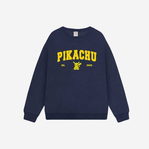 Pikachu - PocketMons College Embroidery Crewneck Sweatshirt